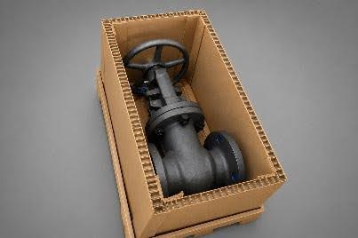 Heavy-duty engineered paper packaging for transporting aluminium profiles, stainless steel products, and radiators.